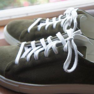 Italian Olive Green Suede Sneakers